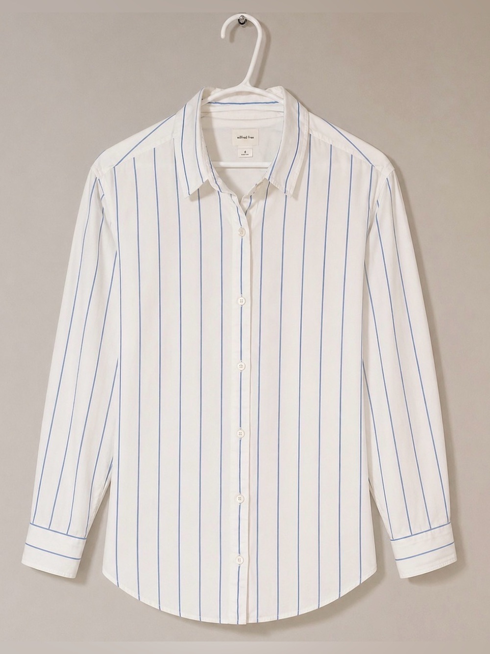 Aritzia WILFRED Free Relaxed Striped Poplin Button Down Shirt Size M - Picture 2 of 10